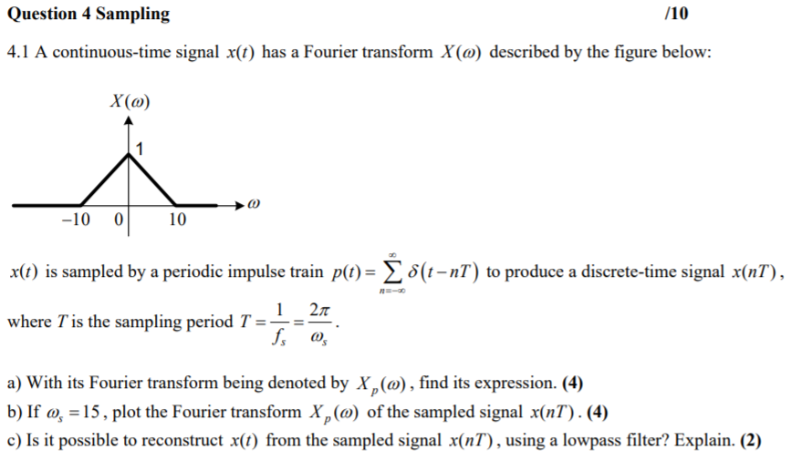 Solved A Continuous Time Signal X T Has A Fourier Transf Chegg Com