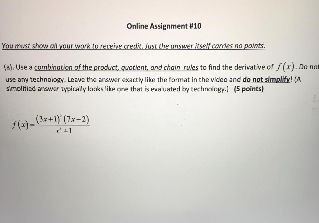 Solved Online Assignment #10 You must show all your work to | Chegg.com