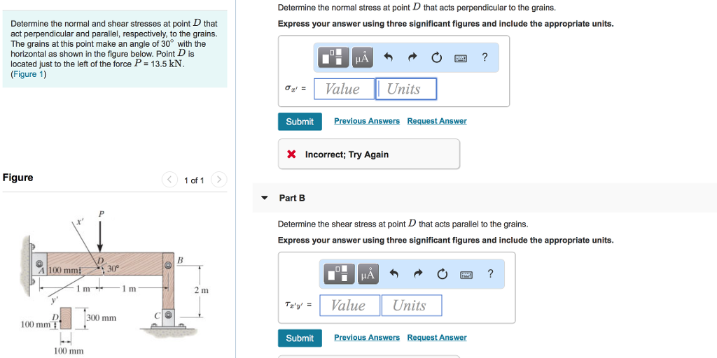 Solved Determine the normal stress at point D that acts | Chegg.com