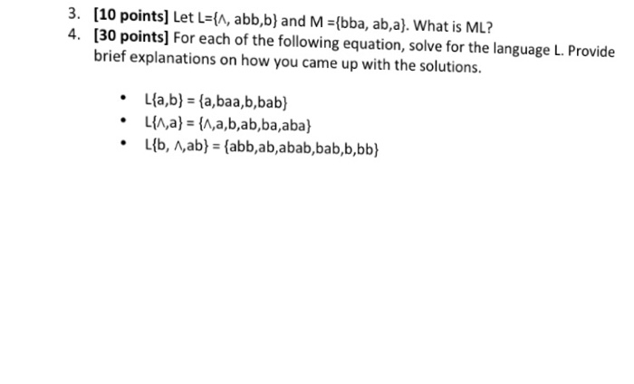 Solved Let L = { Lambda, Abb, B) And M = {bba, Ab, A). What | Chegg.com