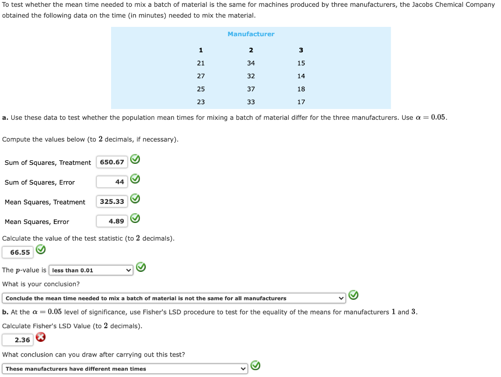 Solved To Test Whether The Mean Time Needed To Mix A Batch Chegg Com