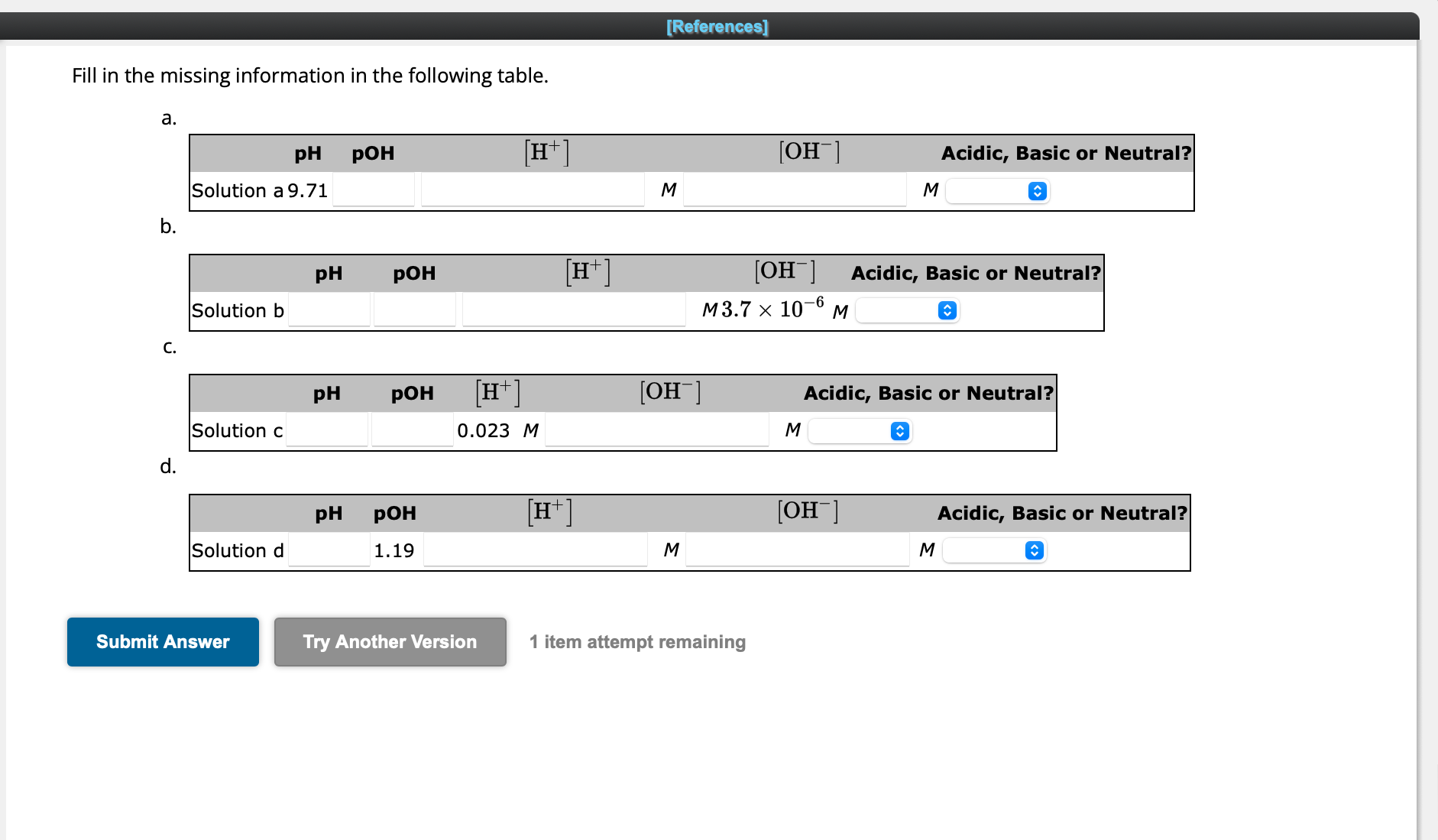 Solved Fill In The Missing Information In The Following | Chegg.com