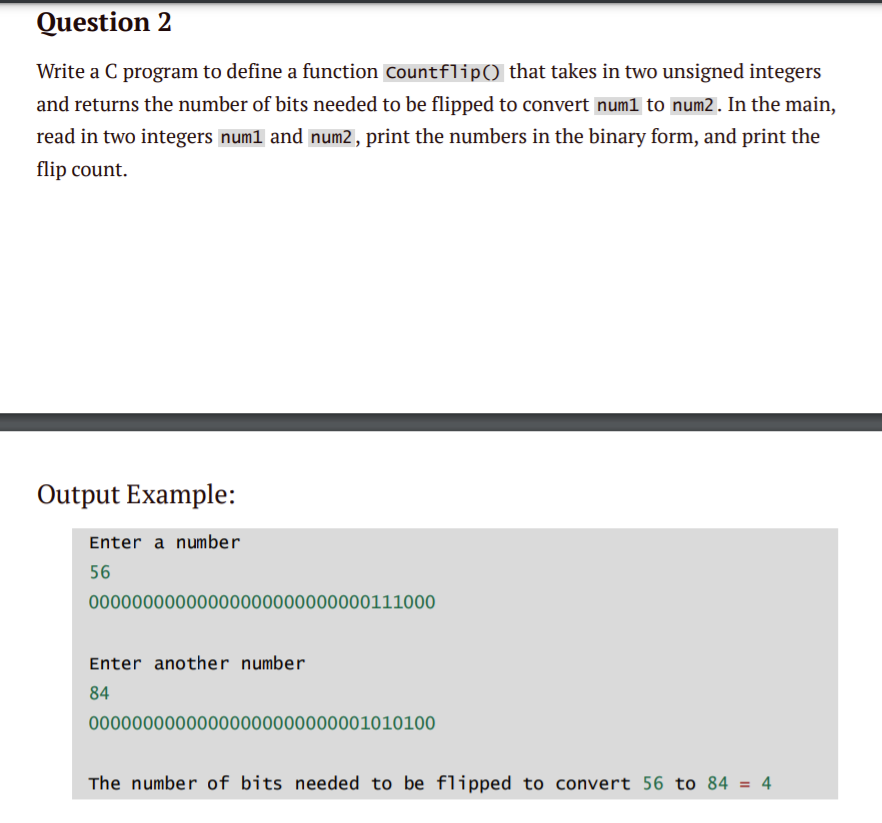 Solved Question 2 Write a C program to define a function | Chegg.com