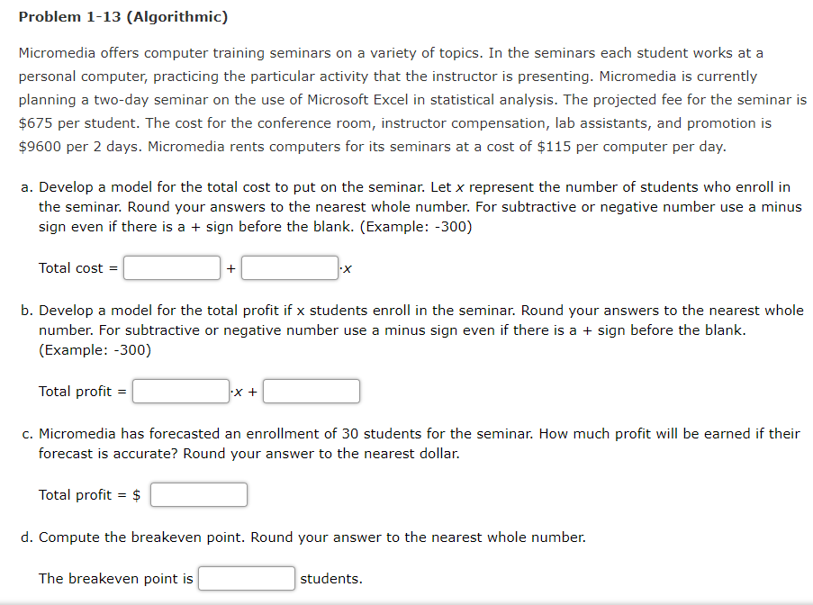 Solved Problem 113 (Algorithmic) Micromedia offers computer