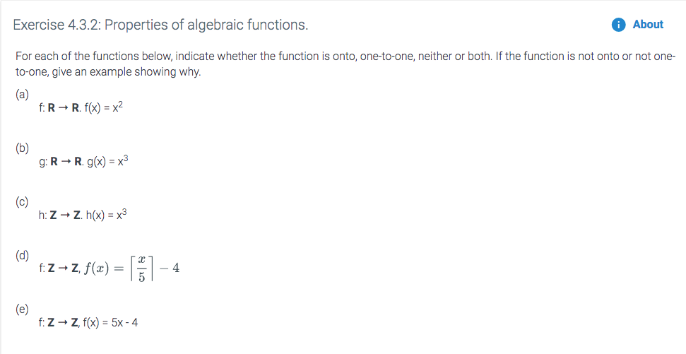 Solved Exercise 4 3 2 Properties Of Algebraic Functions Chegg Com