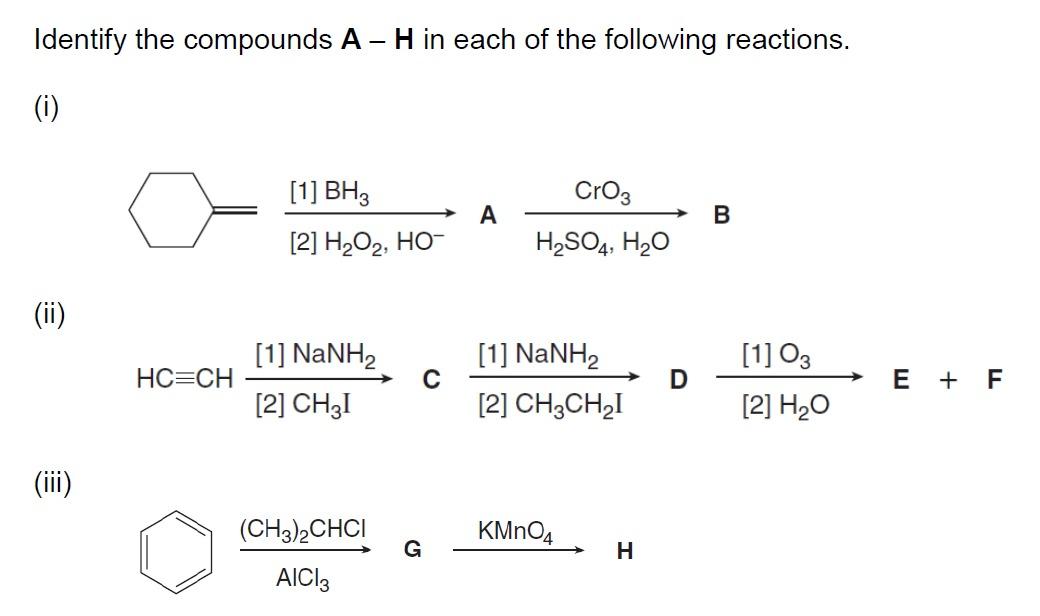 Solved Identify the compounds A-H in each of the following | Chegg.com