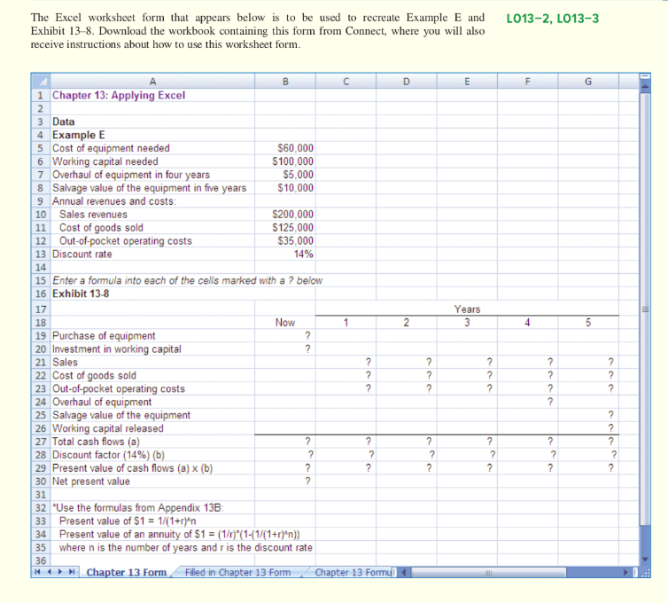 solved lo13 2 lo13 3 the excel worksheet form that appea discount factor excel