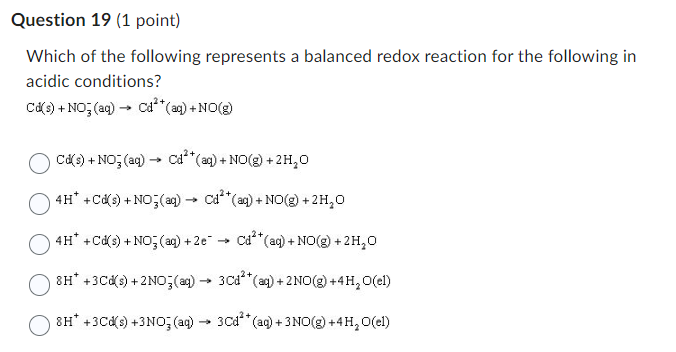 Solved Which of the following represents a balanced redox | Chegg.com