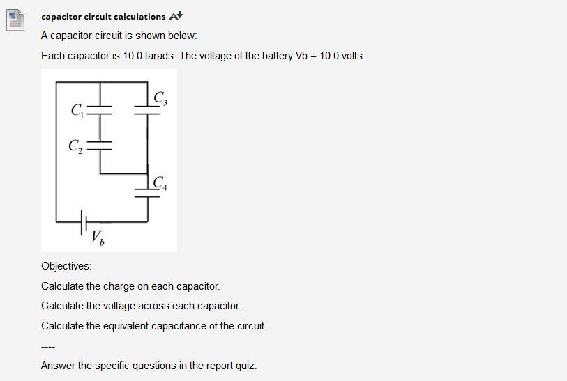 Solved capacitor circuit calculations A A capacitor circuit