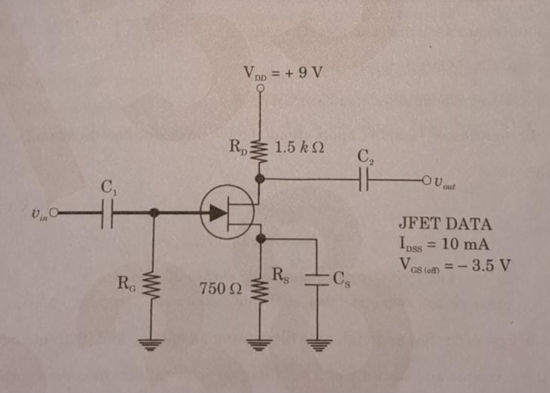 Solved For the JFET amplifier circuit shown in Figure, | Chegg.com