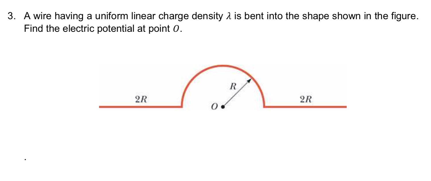 Solved 3. A wire having a uniform linear charge density 2 is | Chegg.com