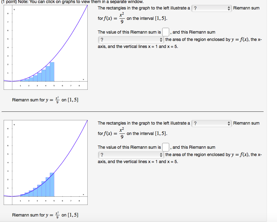 Solved Riemann sum (1 point) Note: You can click on graphs | Chegg.com