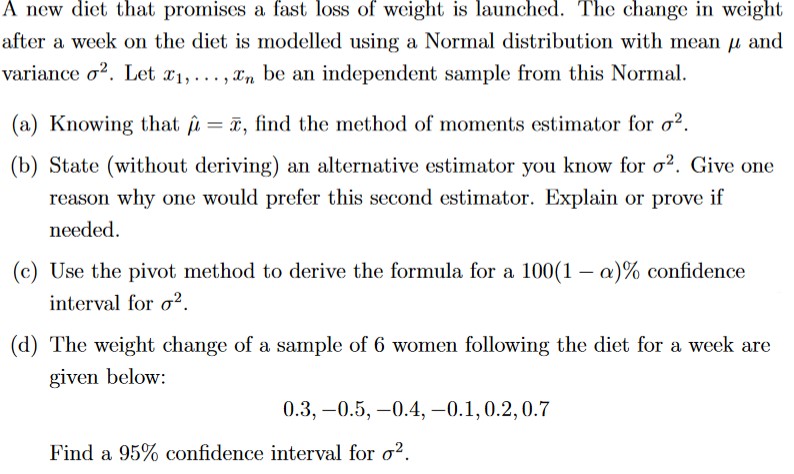 Solved A new diet that promises a fast loss of weight is | Chegg.com