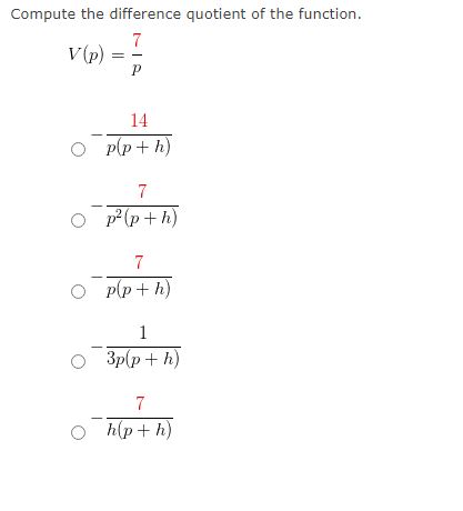 Solved Compute the difference quotient of the function. | Chegg.com