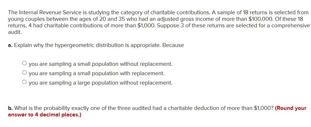 Solved The Internal Revenue Service Is Studying The Category | Chegg.com