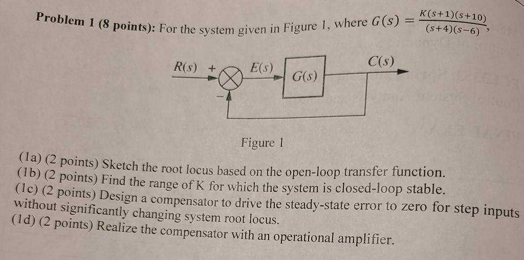 Solved Problem 1 (8 Points): For The System Given In Figure | Chegg.com