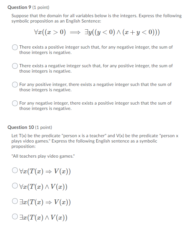 Solved Question 9 1 Point Suppose That The Domain For A Chegg Com