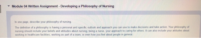 philosophy of nursing assignment