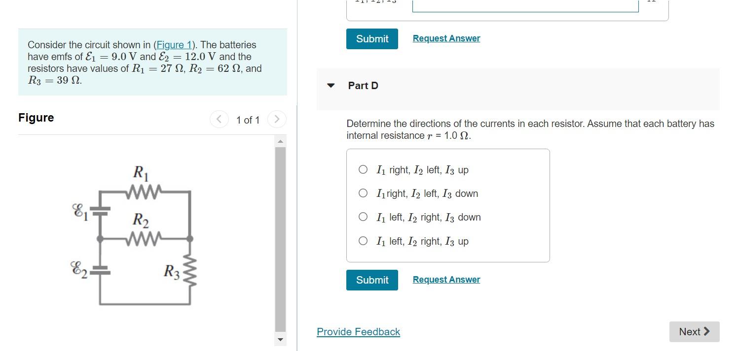 Solved Part C Consider the circuit shown in (Figure 1). The | Chegg.com