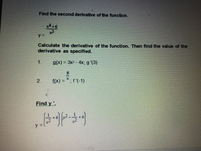 Solved Find The Second Derivative Of The Function X2 Y 