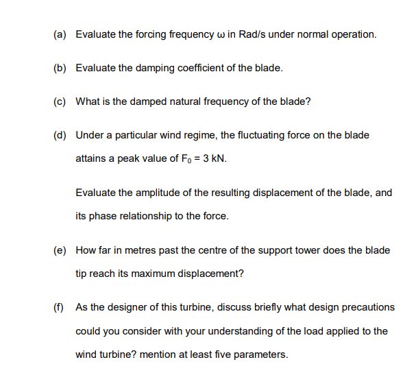 Solved Question 1 A three bladed wind turbine of 200 m rotor | Chegg.com