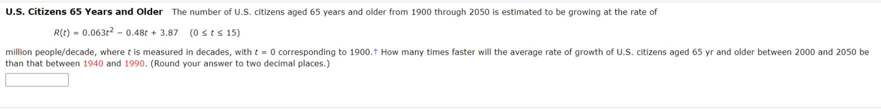 Solved U.S. Citizens 65 Years and Older The number of U.S. | Chegg.com