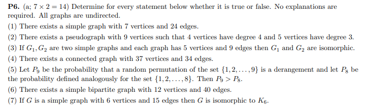 Solved Determine for every statement below whether it is | Chegg.com