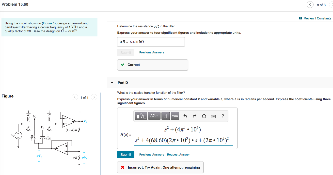 Solved Problem 15.60 Using the circuit shown in (Figure 1), | Chegg.com