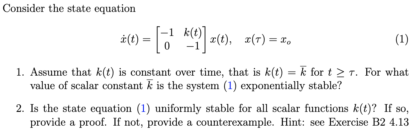 Solved Consider the state equation | Chegg.com