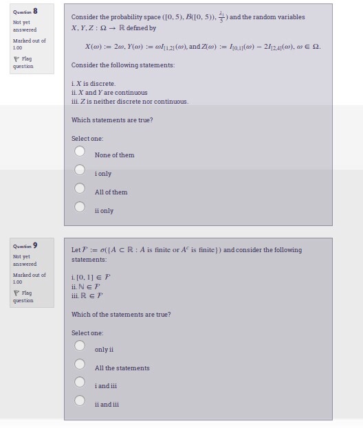 Solved Quason 6 Not yet Consider the probability space (R. | Chegg.com