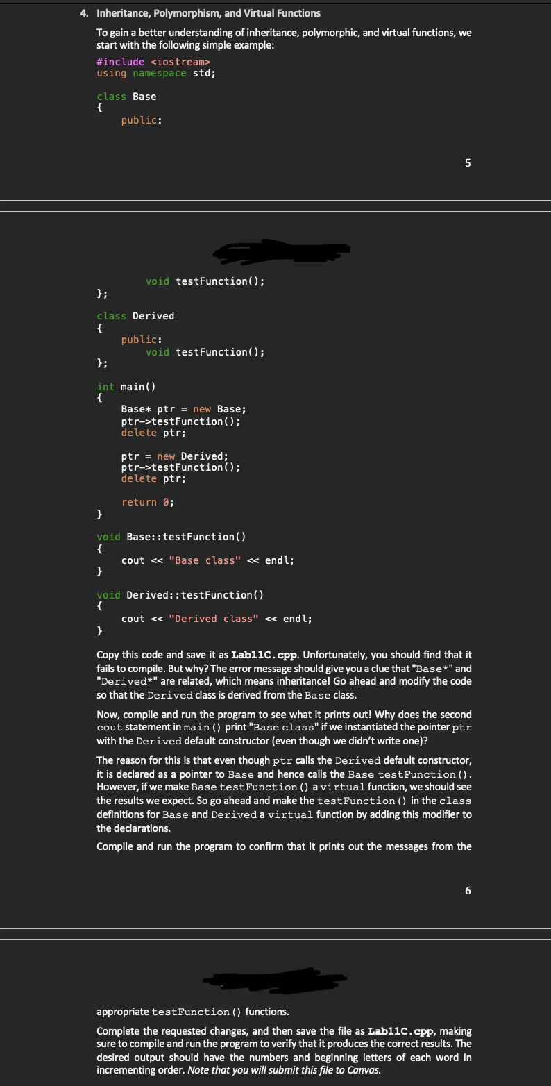 Solved 4. Inheritance, Polymorphism, And Virtual Functions | Chegg.com