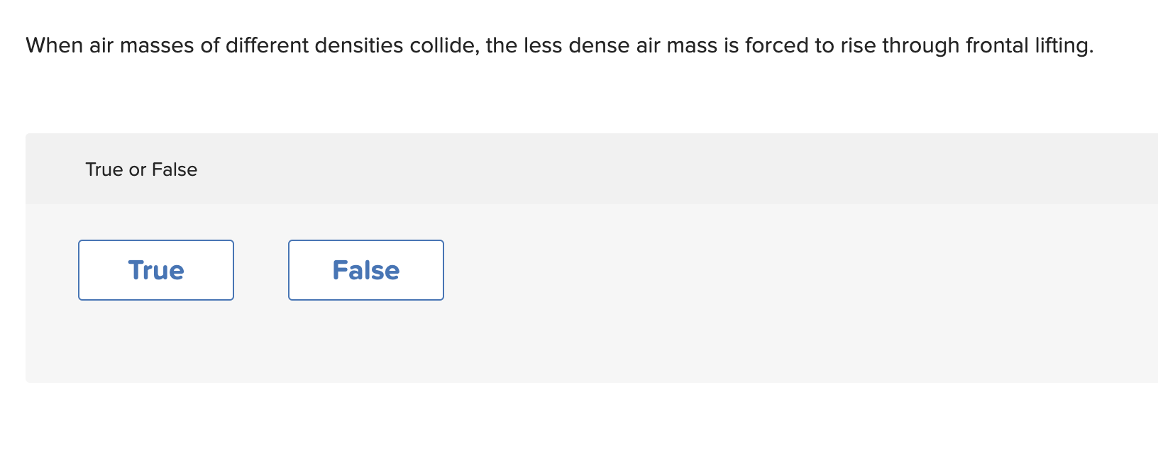Solved When air masses of different densities collide, the | Chegg.com