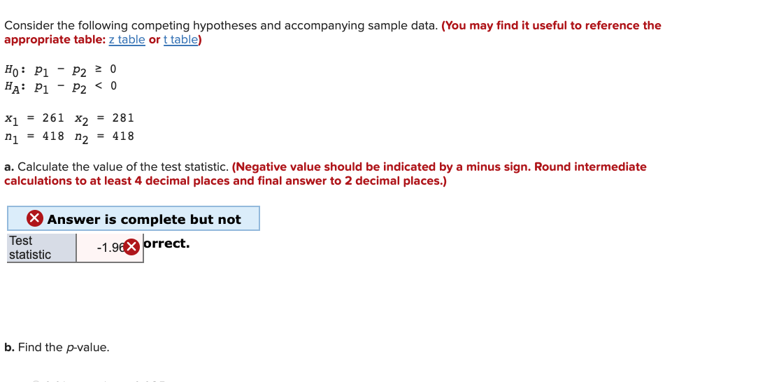 Solved Consider the following competing hypotheses and
