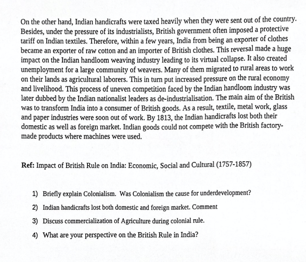 short essay on impact of british rule in india