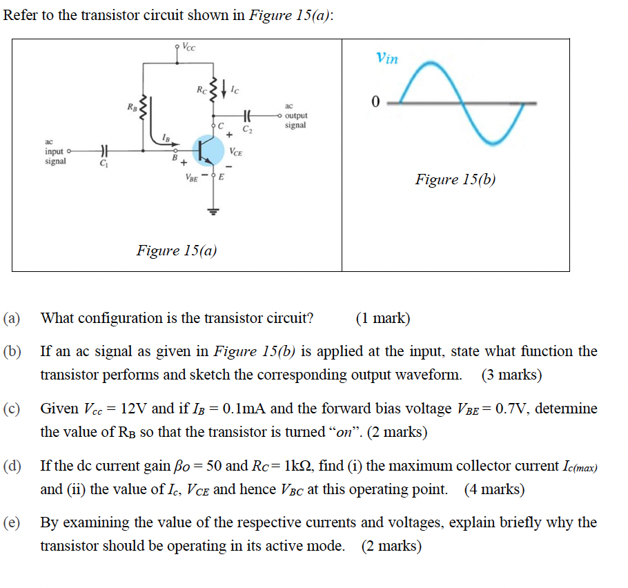 Solved Refer to the transistor circuit shown in Figure | Chegg.com