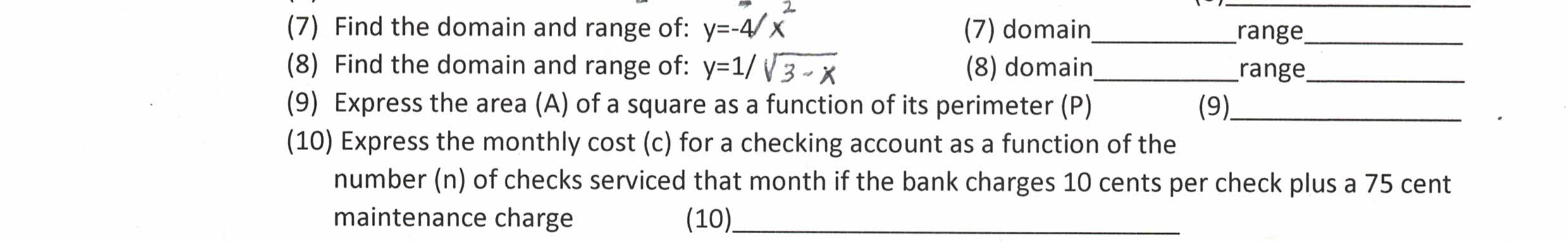 y =- 2 x 6 2 4 domain and range