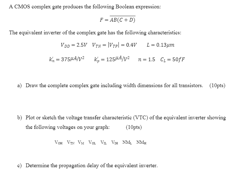Solved A CMOS complex gate produces the following Boolean | Chegg.com