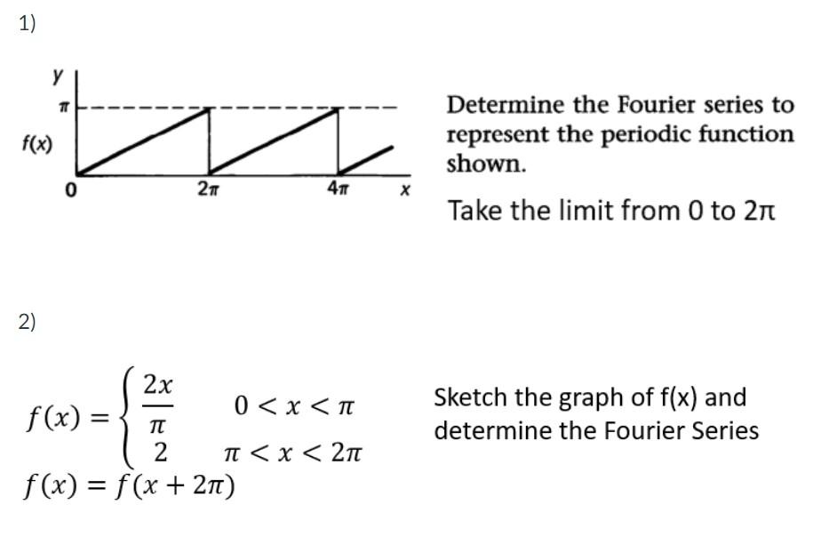 Solved 1) у п f(x) Determine the Fourier series to represent | Chegg.com