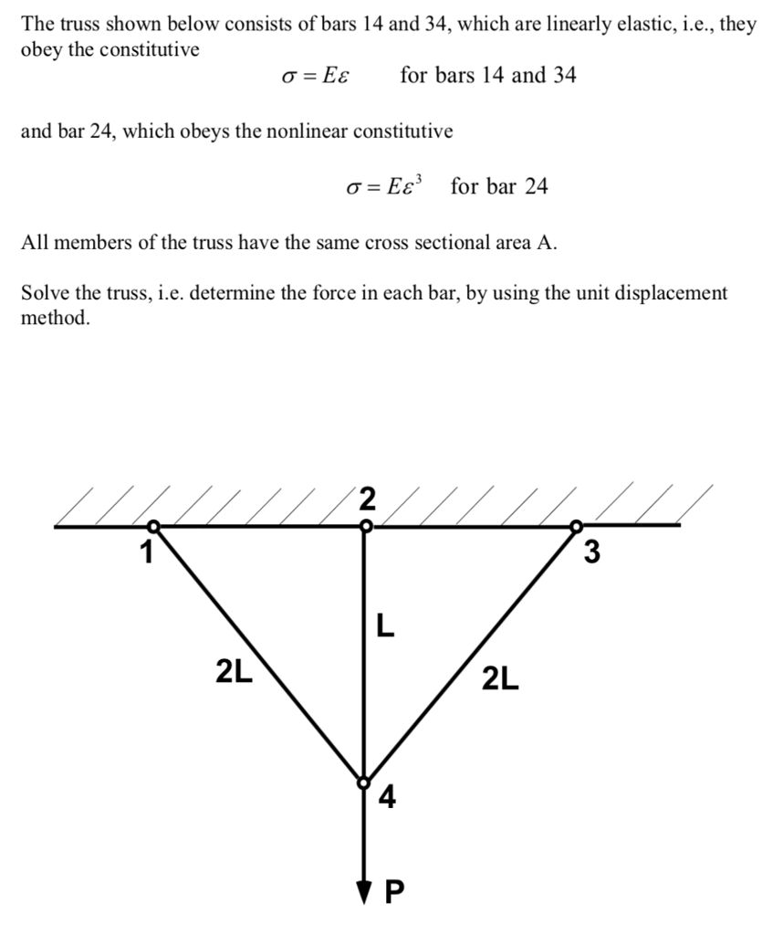 Solved The truss shown below consists of bars 14 and 34, | Chegg.com