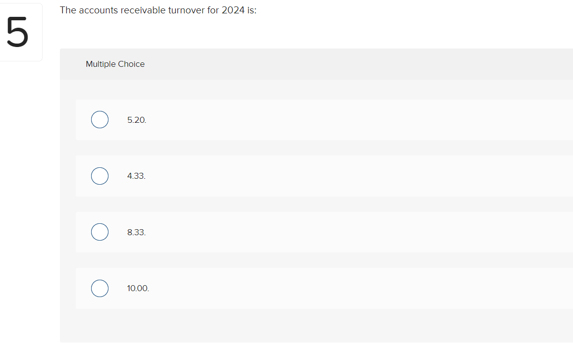 Solved The Accounts Receivable Turnover For 2024 Is The Chegg Com   PhpyDn6Bk