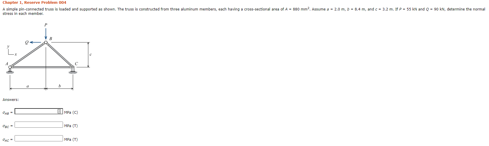 Solved Chapter 1 Reserve Problem 004 A Simple Pin connected Chegg