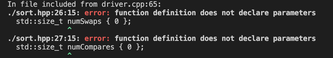 Solved struct Statistics \{ // default constructs swaps and | Chegg.com