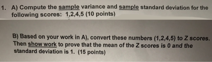 Solved A) Compute the sample variance and sample standard | Chegg.com