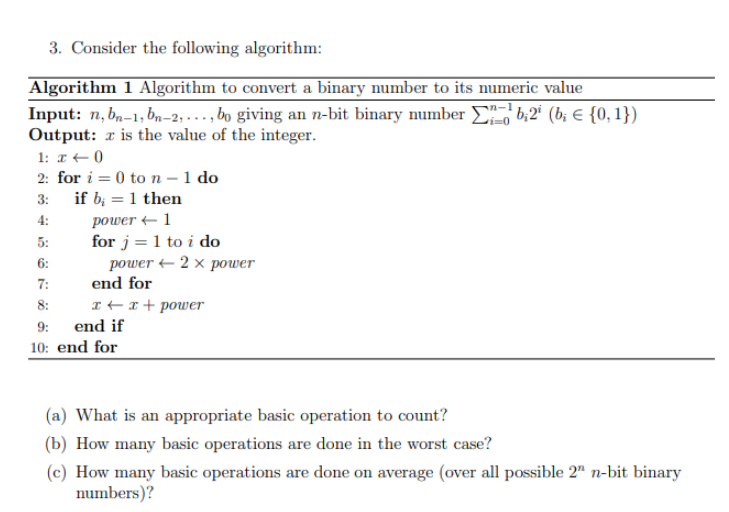 Solved 3. Consider The Following Algorithm: | Chegg.com