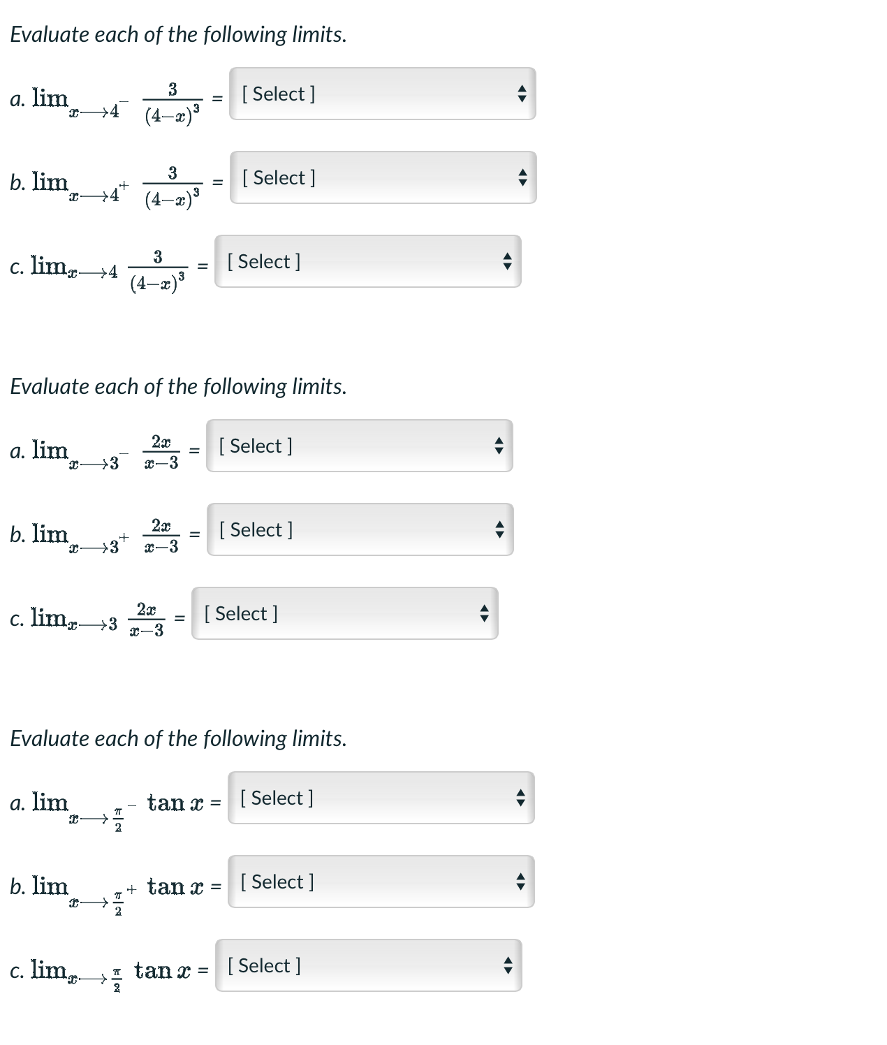 Solved Evaluate Each Of The Following Limits. A. | Chegg.com