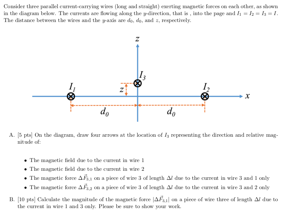 Solved Consider three parallel currentcarrying wires (long