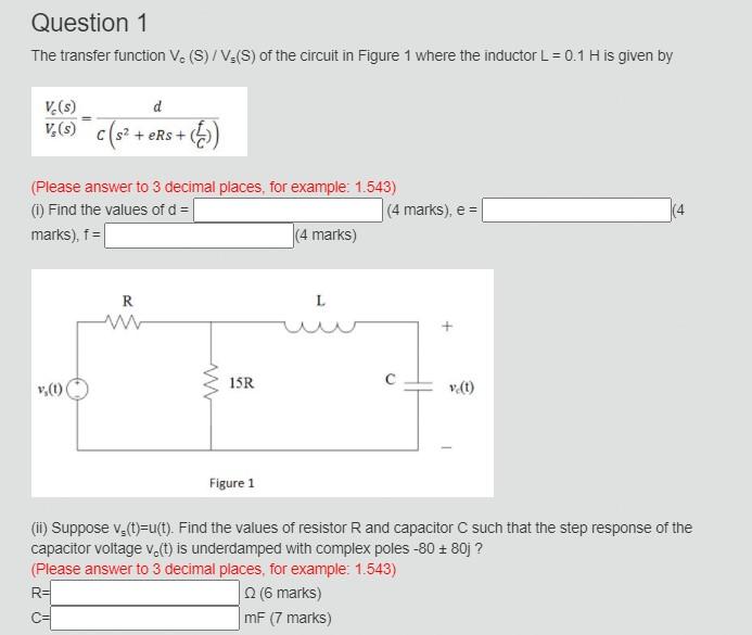 Solved The circuit in (Figure 1) ﻿has the transfer