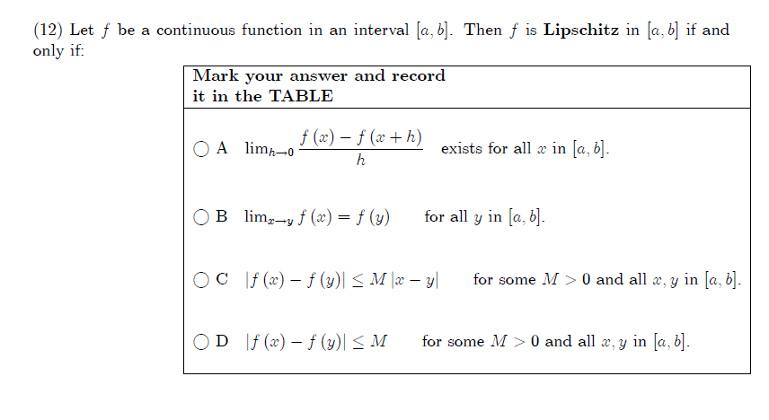 Solved 12 Let F Be A Continuous Function In An Interval Chegg Com