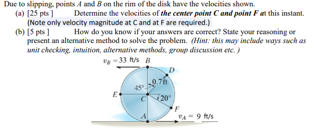 Solved Due to slipping, points A and B on the rim of the | Chegg.com