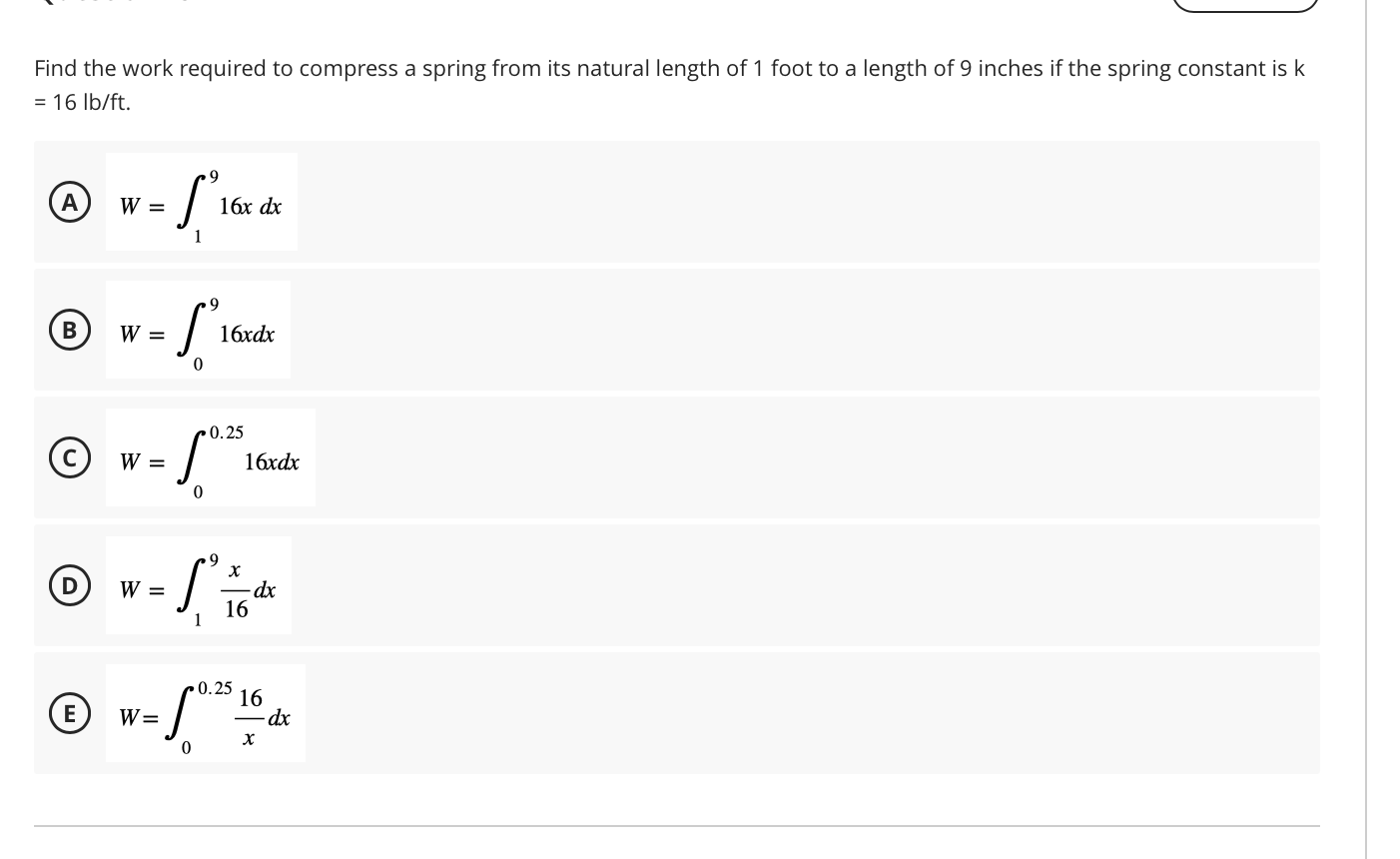 Solved Find the work required to compress a spring from its | Chegg.com